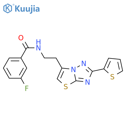 3-fluoro-N-{2-2-(thiophen-2-yl)-1,2,4triazolo3,2-b1,3thiazol-6-ylethyl}benzamide structure