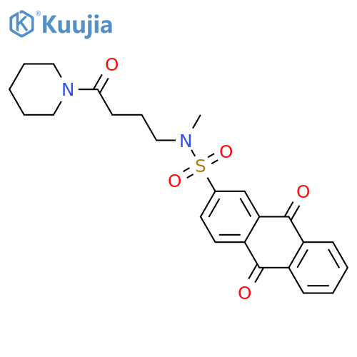 N-methyl-9,10-dioxo-N-4-oxo-4-(piperidin-1-yl)butyl-9,10-dihydroanthracene-2-sulfonamide structure