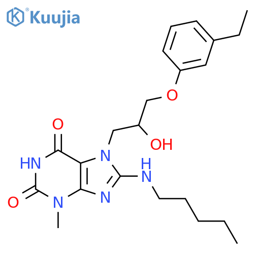7-3-(3-ethylphenoxy)-2-hydroxypropyl-3-methyl-8-(pentylamino)-2,3,6,7-tetrahydro-1H-purine-2,6-dione structure