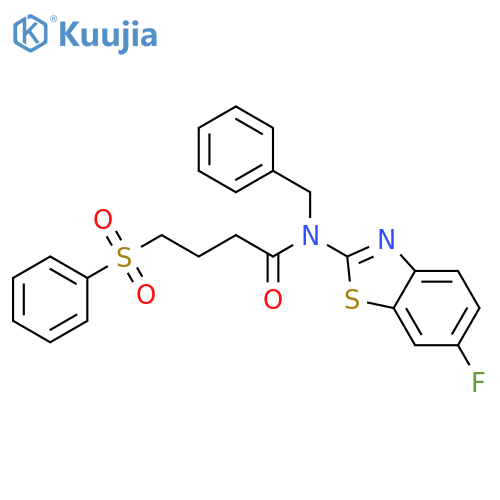 4-(benzenesulfonyl)-N-benzyl-N-(6-fluoro-1,3-benzothiazol-2-yl)butanamide structure
