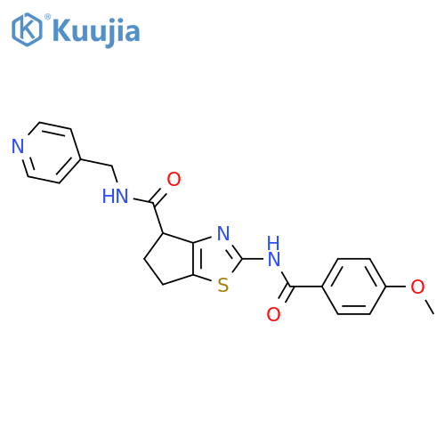 2-(4-methoxybenzamido)-N-(pyridin-4-yl)methyl-4H,5H,6H-cyclopentad1,3thiazole-4-carboxamide structure