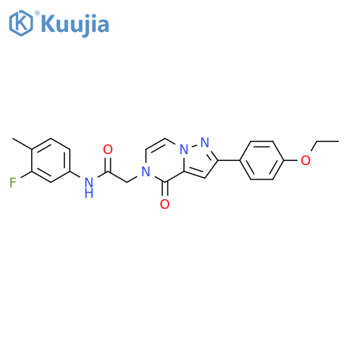 2-2-(4-ethoxyphenyl)-4-oxo-4H,5H-pyrazolo1,5-apyrazin-5-yl-N-(3-fluoro-4-methylphenyl)acetamide structure