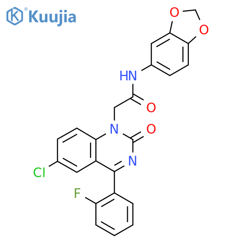 N-1,3-benzodioxol-5-yl-2-[6-chloro-4-(2-fluorophenyl)-2-oxoquinazolin-1(2H)-yl]acetamide structure