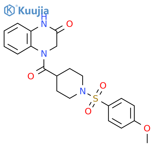 4-1-(4-methoxybenzenesulfonyl)piperidine-4-carbonyl-1,2,3,4-tetrahydroquinoxalin-2-one structure