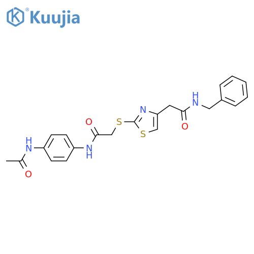 N-benzyl-2-2-({(4-acetamidophenyl)carbamoylmethyl}sulfanyl)-1,3-thiazol-4-ylacetamide structure