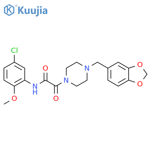 2-{4-(2H-1,3-benzodioxol-5-yl)methylpiperazin-1-yl}-N-(5-chloro-2-methoxyphenyl)-2-oxoacetamide structure