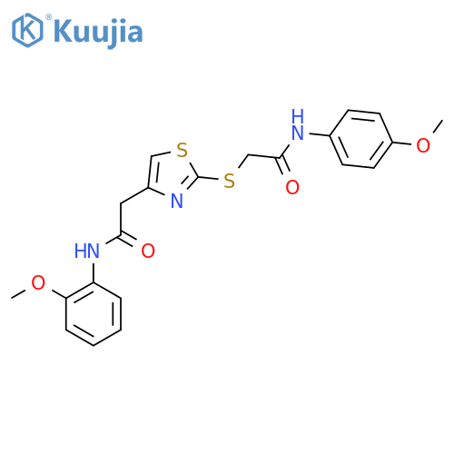 N-(4-methoxyphenyl)-2-(4-{(2-methoxyphenyl)carbamoylmethyl}-1,3-thiazol-2-yl)sulfanylacetamide structure