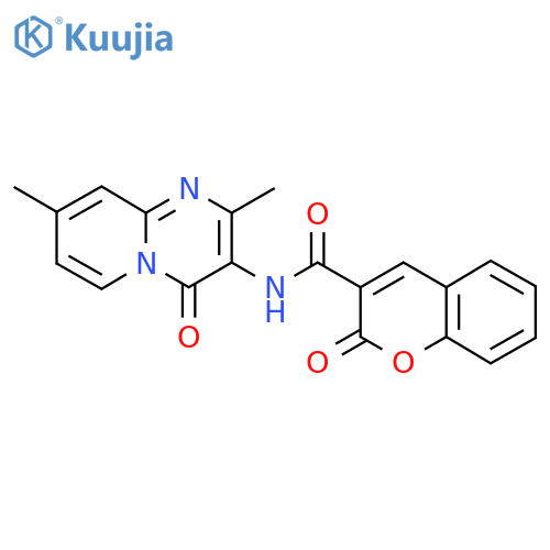 N-{2,8-dimethyl-4-oxo-4H-pyrido1,2-apyrimidin-3-yl}-2-oxo-2H-chromene-3-carboxamide structure