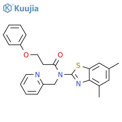 N-(4,6-dimethyl-1,3-benzothiazol-2-yl)-3-phenoxy-N-(pyridin-2-yl)methylpropanamide structure