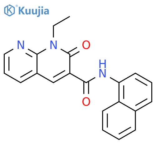 1-ethyl-N-(naphthalen-1-yl)-2-oxo-1,2-dihydro-1,8-naphthyridine-3-carboxamide structure