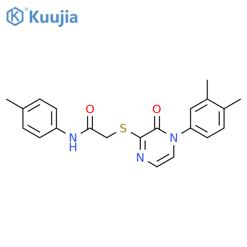 2-{4-(3,4-dimethylphenyl)-3-oxo-3,4-dihydropyrazin-2-ylsulfanyl}-N-(4-methylphenyl)acetamide structure