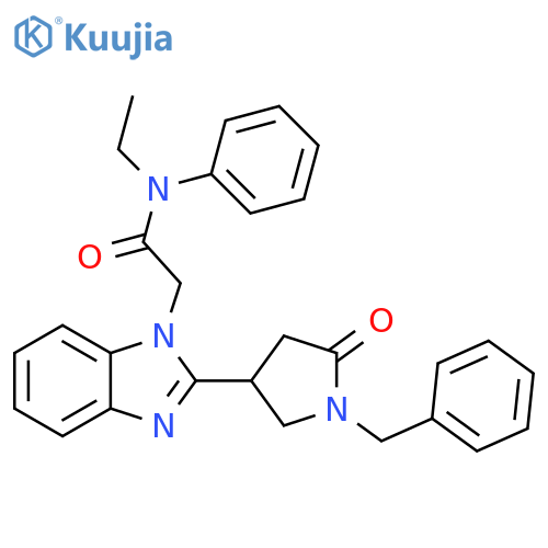 2-2-(1-benzyl-5-oxopyrrolidin-3-yl)-1H-1,3-benzodiazol-1-yl-N-ethyl-N-phenylacetamide structure