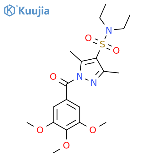 N,N-diethyl-3,5-dimethyl-1-(3,4,5-trimethoxybenzoyl)-1H-pyrazole-4-sulfonamide structure