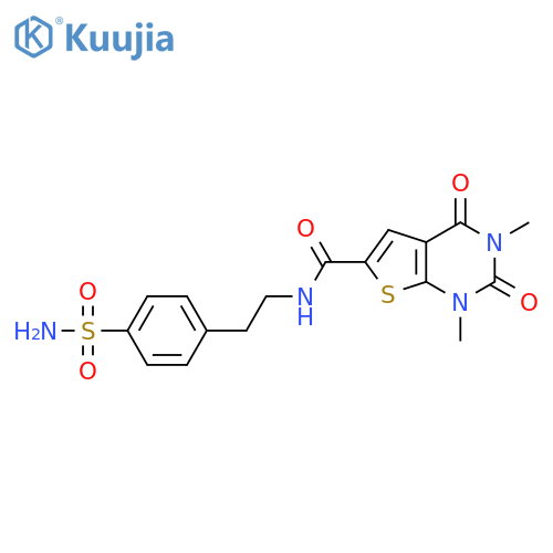 1,3-dimethyl-2,4-dioxo-N-2-(4-sulfamoylphenyl)ethyl-1H,2H,3H,4H-thieno2,3-dpyrimidine-6-carboxamide structure