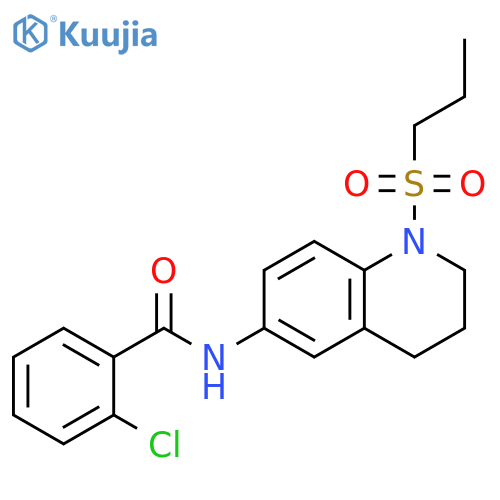 2-chloro-N-1-(propane-1-sulfonyl)-1,2,3,4-tetrahydroquinolin-6-ylbenzamide structure