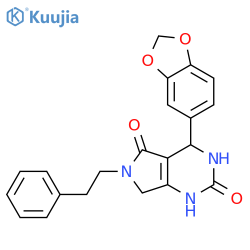 4-(1,3-benzodioxol-5-yl)-6-(2-phenylethyl)-1,3,4,7-tetrahydropyrrolo[3,4-d]pyrimidine-2,5-dione structure