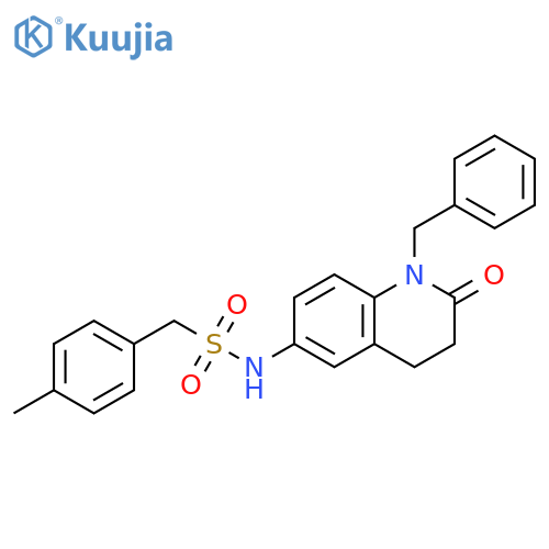N-(1-benzyl-2-oxo-1,2,3,4-tetrahydroquinolin-6-yl)-1-(4-methylphenyl)methanesulfonamide structure
