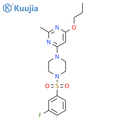 4-4-(3-fluorobenzenesulfonyl)piperazin-1-yl-2-methyl-6-propoxypyrimidine structure
