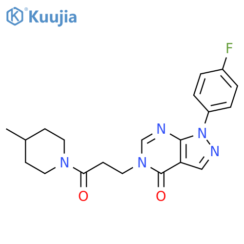 1-(4-fluorophenyl)-5-3-(4-methylpiperidin-1-yl)-3-oxopropyl-1H,4H,5H-pyrazolo3,4-dpyrimidin-4-one structure