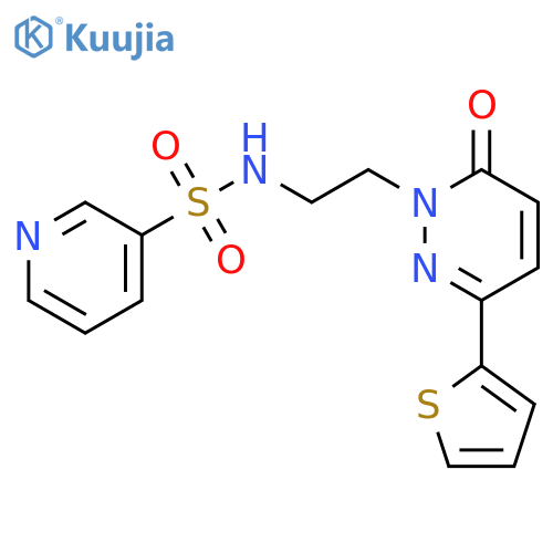 N-{2-6-oxo-3-(thiophen-2-yl)-1,6-dihydropyridazin-1-ylethyl}pyridine-3-sulfonamide structure