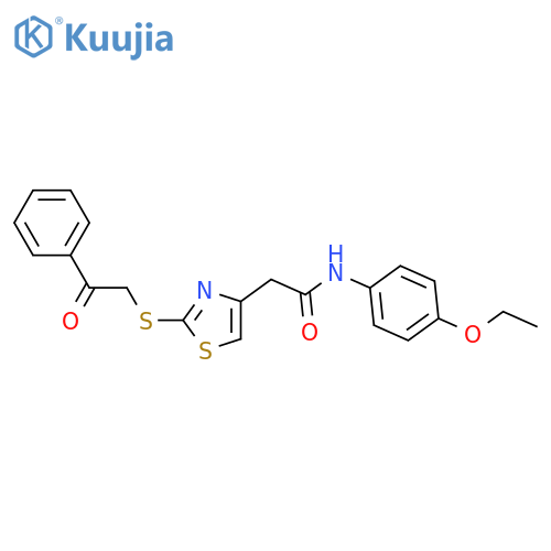 N-(4-ethoxyphenyl)-2-{2-(2-oxo-2-phenylethyl)sulfanyl-1,3-thiazol-4-yl}acetamide structure