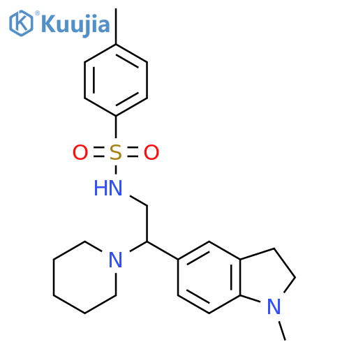 4-methyl-N-2-(1-methyl-2,3-dihydro-1H-indol-5-yl)-2-(piperidin-1-yl)ethylbenzene-1-sulfonamide structure