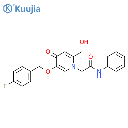 2-{5-(4-fluorophenyl)methoxy-2-(hydroxymethyl)-4-oxo-1,4-dihydropyridin-1-yl}-N-phenylacetamide structure