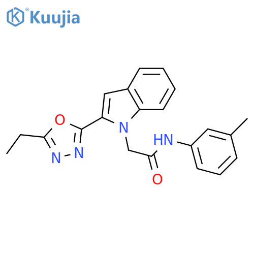 2-2-(5-ethyl-1,3,4-oxadiazol-2-yl)-1H-indol-1-yl-N-(3-methylphenyl)acetamide structure