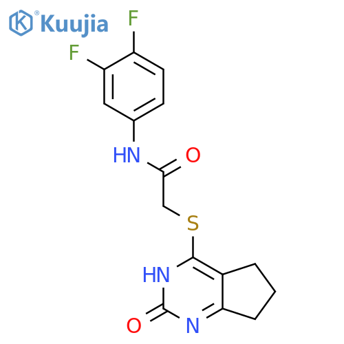 N-(3,4-difluorophenyl)-2-({2-oxo-1H,2H,5H,6H,7H-cyclopentadpyrimidin-4-yl}sulfanyl)acetamide structure