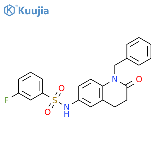 N-(1-benzyl-2-oxo-1,2,3,4-tetrahydroquinolin-6-yl)-3-fluorobenzene-1-sulfonamide structure
