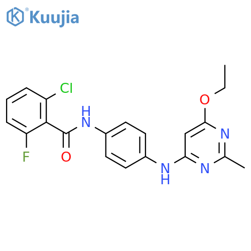 2-chloro-N-{4-(6-ethoxy-2-methylpyrimidin-4-yl)aminophenyl}-6-fluorobenzamide structure