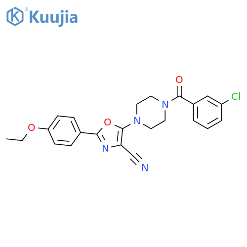 5-4-(3-chlorobenzoyl)piperazin-1-yl-2-(4-ethoxyphenyl)-1,3-oxazole-4-carbonitrile structure