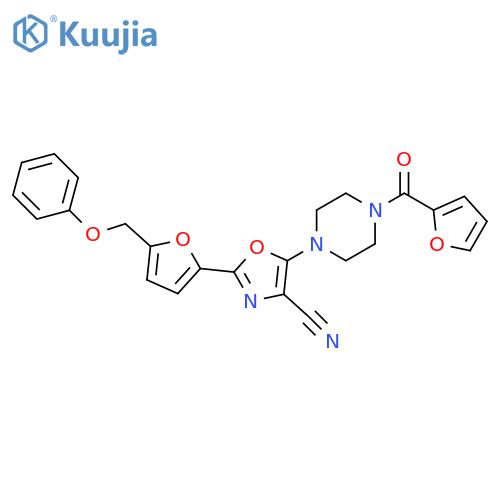 5-4-(furan-2-carbonyl)piperazin-1-yl-2-5-(phenoxymethyl)furan-2-yl-1,3-oxazole-4-carbonitrile structure