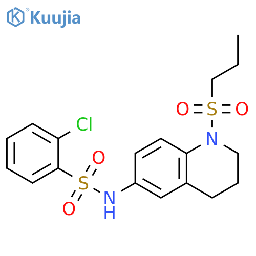 2-chloro-N-1-(propane-1-sulfonyl)-1,2,3,4-tetrahydroquinolin-6-ylbenzene-1-sulfonamide structure