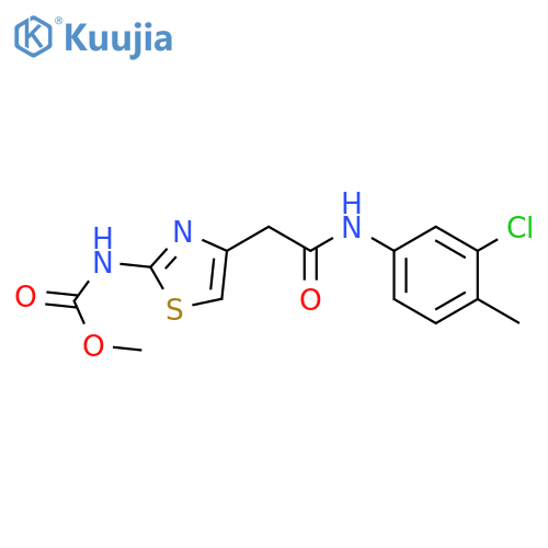 methyl N-(4-{(3-chloro-4-methylphenyl)carbamoylmethyl}-1,3-thiazol-2-yl)carbamate structure
