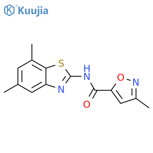 N-(5,7-dimethyl-1,3-benzothiazol-2-yl)-3-methyl-1,2-oxazole-5-carboxamide structure