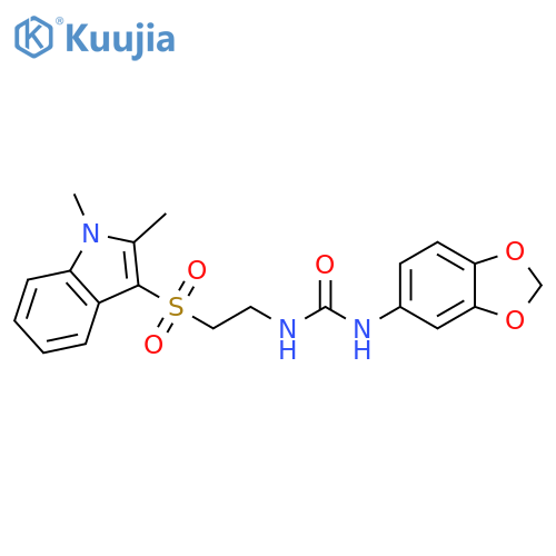 1-(2H-1,3-benzodioxol-5-yl)-3-{2-(1,2-dimethyl-1H-indol-3-yl)sulfonylethyl}urea structure