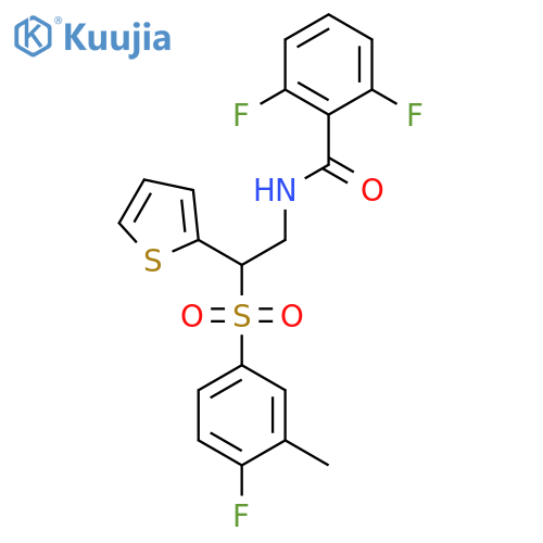 2,6-difluoro-N-2-(4-fluoro-3-methylbenzenesulfonyl)-2-(thiophen-2-yl)ethylbenzamide structure
