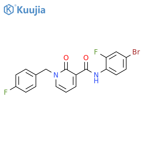 N-(4-bromo-2-fluorophenyl)-1-(4-fluorophenyl)methyl-2-oxo-1,2-dihydropyridine-3-carboxamide structure