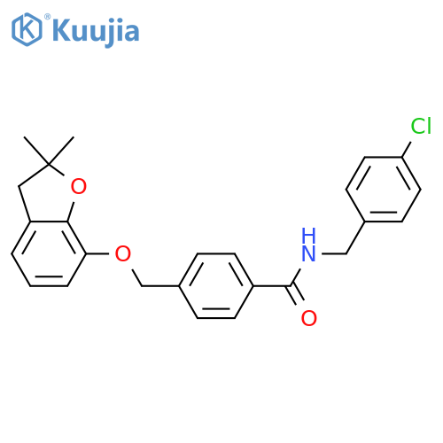N-(4-chlorophenyl)methyl-4-{(2,2-dimethyl-2,3-dihydro-1-benzofuran-7-yl)oxymethyl}benzamide structure