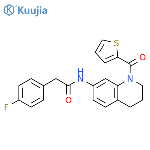 2-(4-fluorophenyl)-N-1-(thiophene-2-carbonyl)-1,2,3,4-tetrahydroquinolin-7-ylacetamide structure