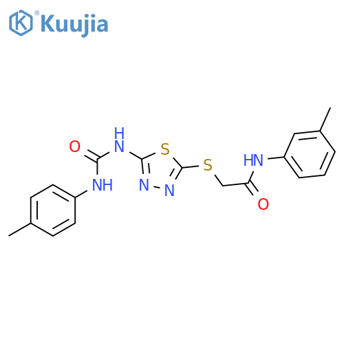 N-(3-methylphenyl)-2-(5-{(4-methylphenyl)carbamoylamino}-1,3,4-thiadiazol-2-yl)sulfanylacetamide structure