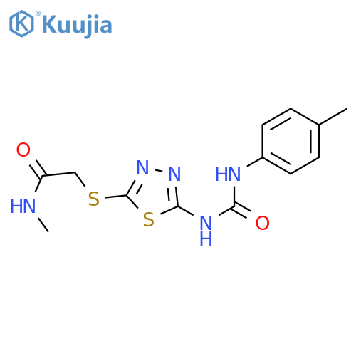 N-methyl-2-(5-{(4-methylphenyl)carbamoylamino}-1,3,4-thiadiazol-2-yl)sulfanylacetamide structure