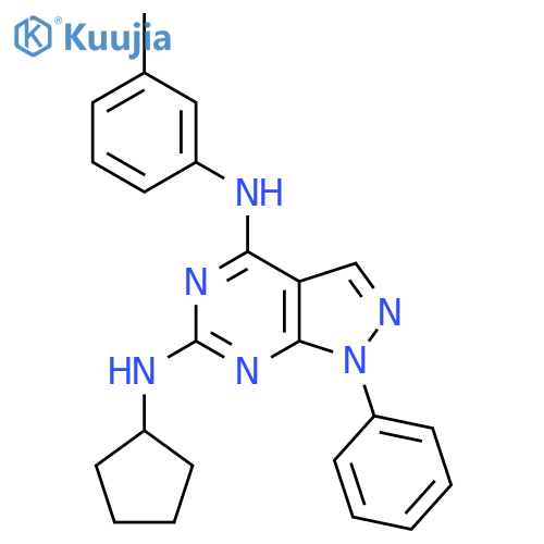 N6-cyclopentyl-N4-(3-methylphenyl)-1-phenyl-1H-pyrazolo3,4-dpyrimidine-4,6-diamine structure