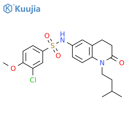 3-chloro-4-methoxy-N-1-(3-methylbutyl)-2-oxo-1,2,3,4-tetrahydroquinolin-6-ylbenzene-1-sulfonamide structure