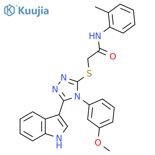 2-((5-(1H-indol-3-yl)-4-(3-methoxyphenyl)-4H-1,2,4-triazol-3-yl)thio)-N-(o-tolyl)acetamide structure