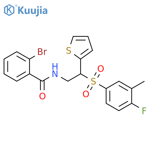 2-bromo-N-2-(4-fluoro-3-methylbenzenesulfonyl)-2-(thiophen-2-yl)ethylbenzamide structure