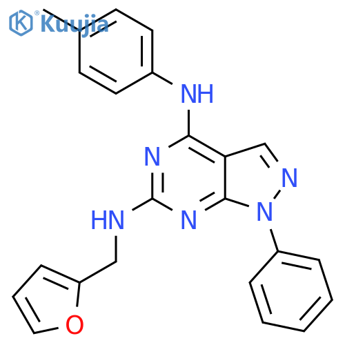 N6-[(furan-2-yl)methyl]-N4-(4-methylphenyl)-1-phenyl-1H-pyrazolo[3,4-d]pyrimidine-4,6-diamine structure