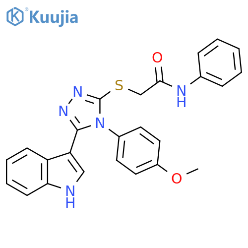 2-{5-(1H-indol-3-yl)-4-(4-methoxyphenyl)-4H-1,2,4-triazol-3-ylsulfanyl}-N-phenylacetamide structure