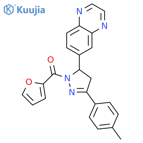 6-1-(furan-2-carbonyl)-3-(4-methylphenyl)-4,5-dihydro-1H-pyrazol-5-ylquinoxaline structure